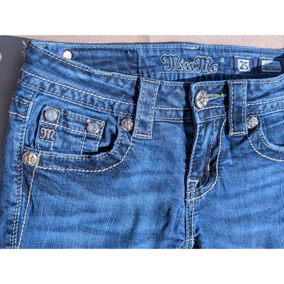 Miss Me Jeans Size 25 Ankle Skinny Y2K Rhinestone Embroidered - Picture 3 of 11
